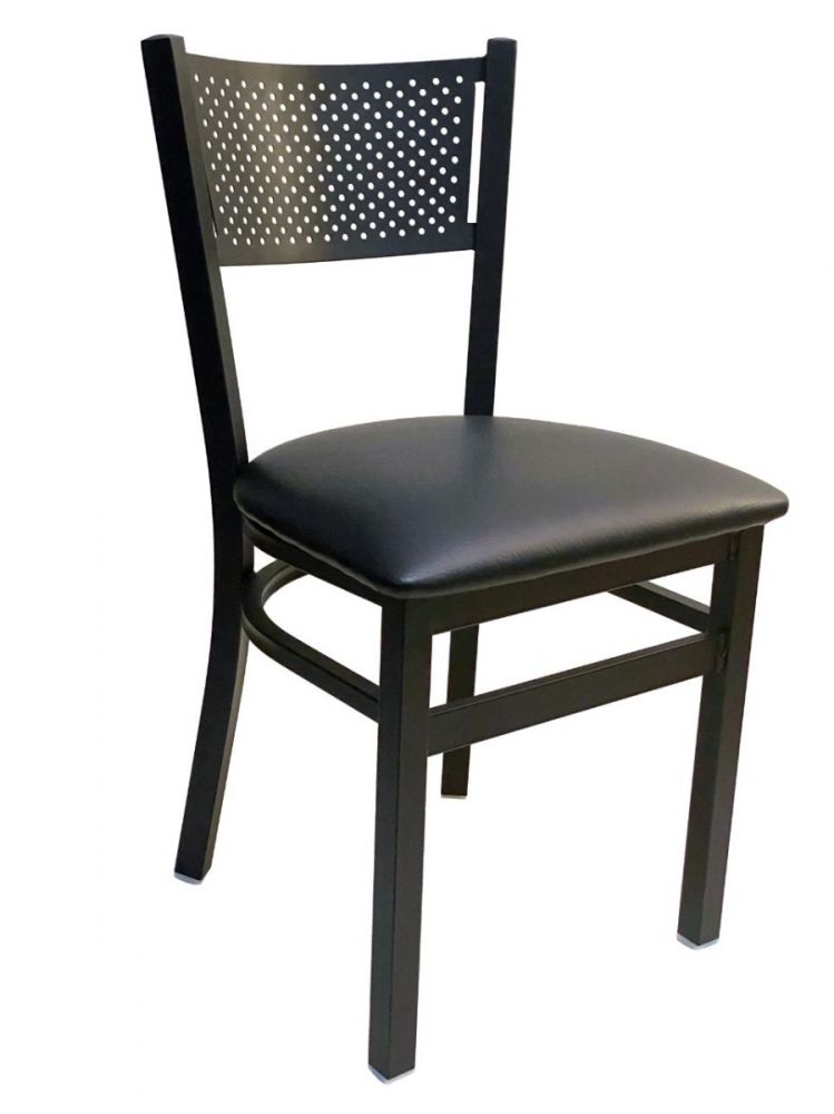 #317/ Grid Back Chair Black with Black Vinyl Seat