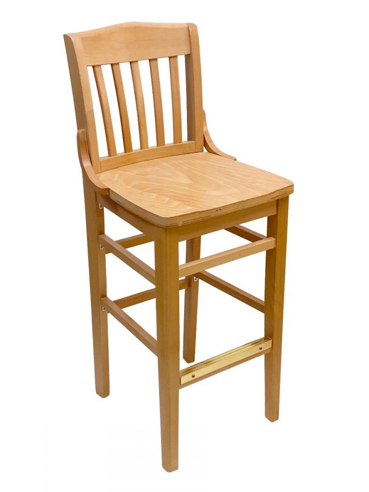 #415BS-SW/ Beech School House Solid Wood Bar Stool Natural