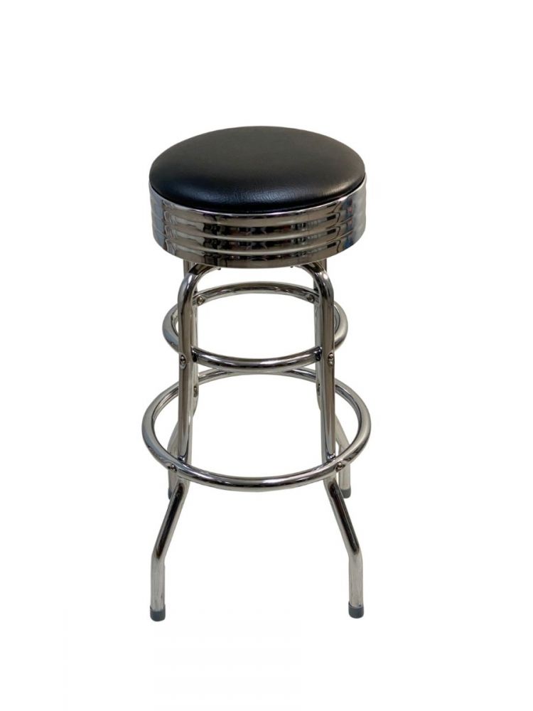 #DRB/BAND Double Ring Bar Stool with Chrome Seat Band