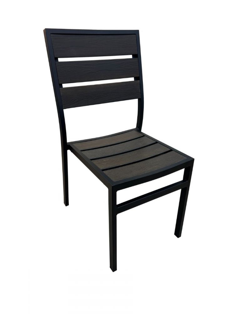 FB-09  Black Aluminum and Walnut Teakwood Chair