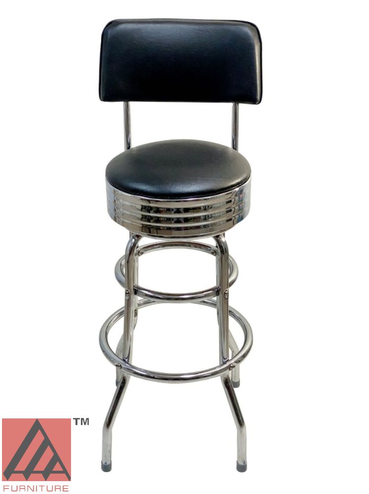 Black and chrome bar stools with back outlet