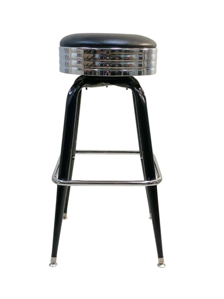 #104/BAND Square Frame Bar Stool with Chrome Seat Band