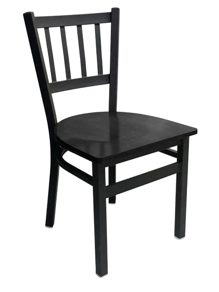 #309/BLK Vertical Back Chair Black with Black Wood Seat