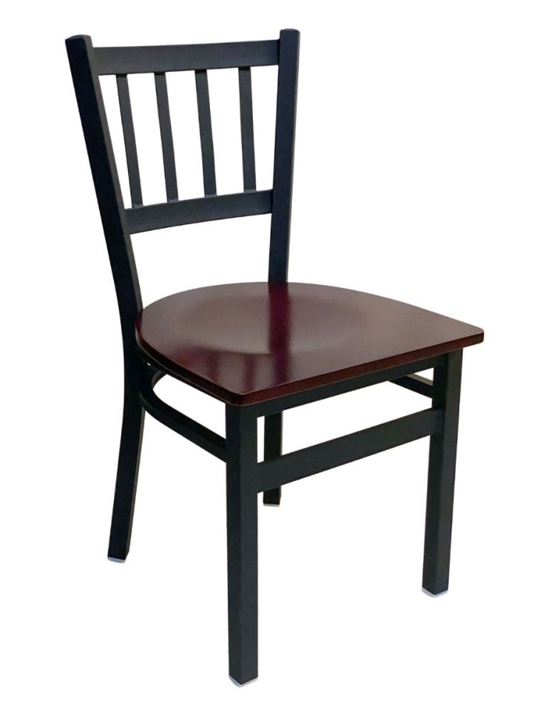 #309/BLK Vertical Back Chair Black with Brown Wood Seat
