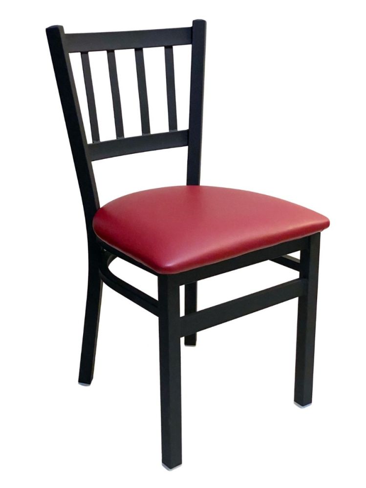 #309/BLK Vertical Back Chair Black With Claret Vinyl Seat