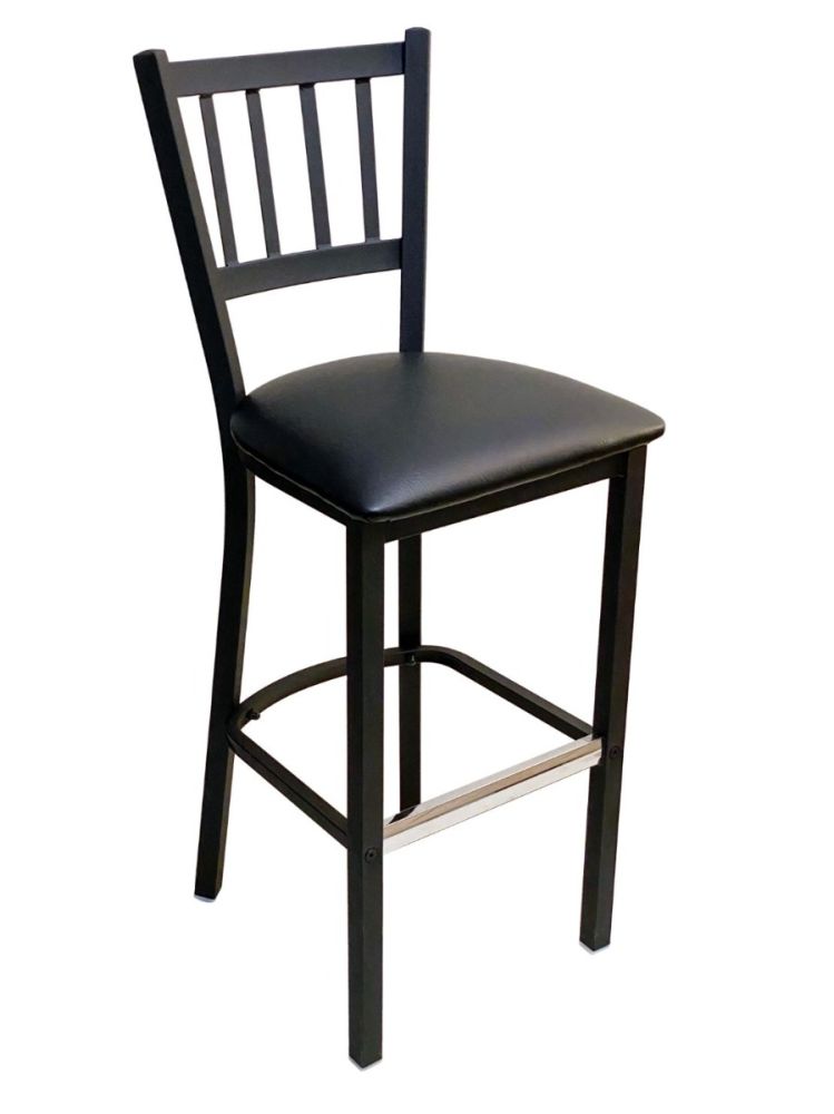 #309BS/BLK Vertical Back Bar Stool Black with Black Vinyl Seat