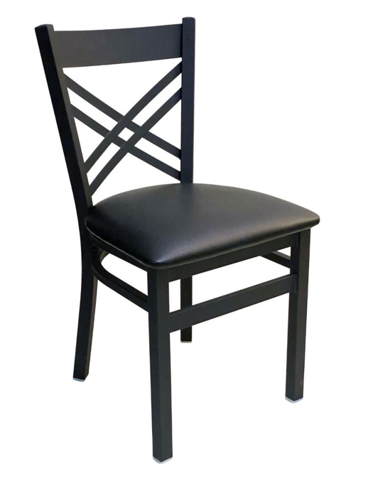 #310/BLK Crisscross Back Chair Black With Black Vinyl Seat