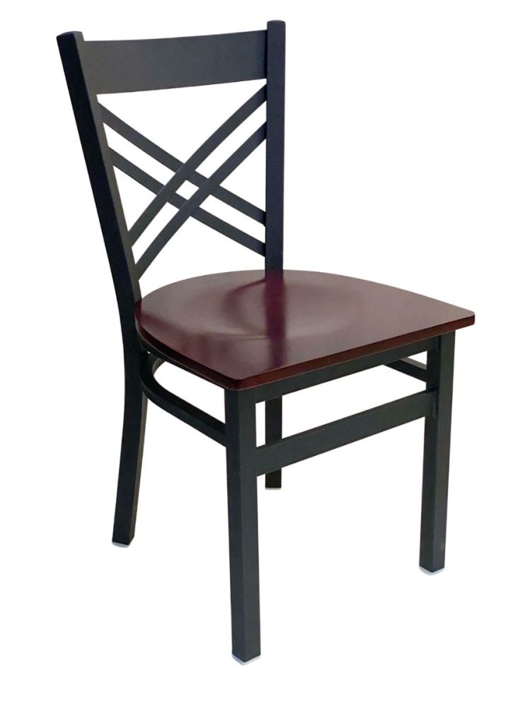 #310/BLK Crisscross Back Chair Black with Brown Wood Seat