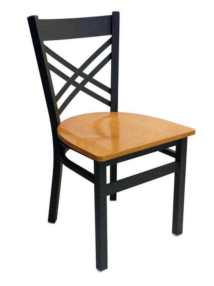 #310/BLK Crisscross Back Chair Black with Natural Wood Seat
