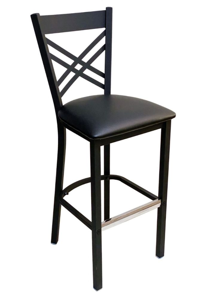 #310BS/BLK Crisscross Back Bar Stool Black with Black Vinyl Seat