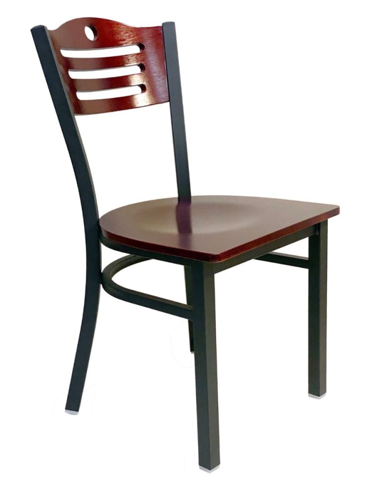 #315A/ Ladder Wood Back Chair Brown with Wood Seat