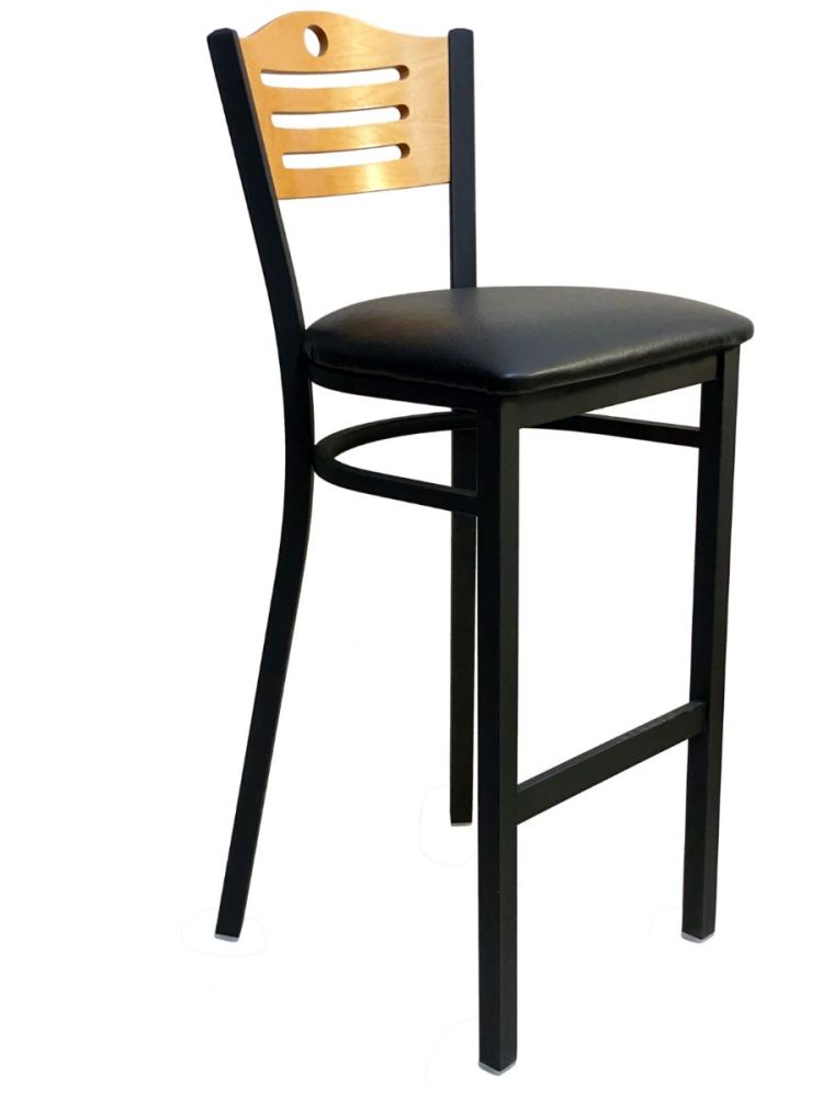 #315A-BS/ Ladder Wood Back Bar Stool Natural