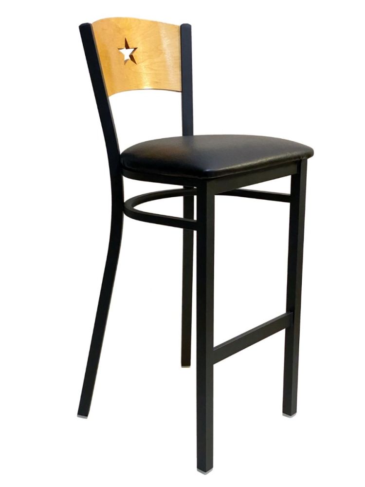 #315BS/STAR Star Wood Back Bar Stool Natural