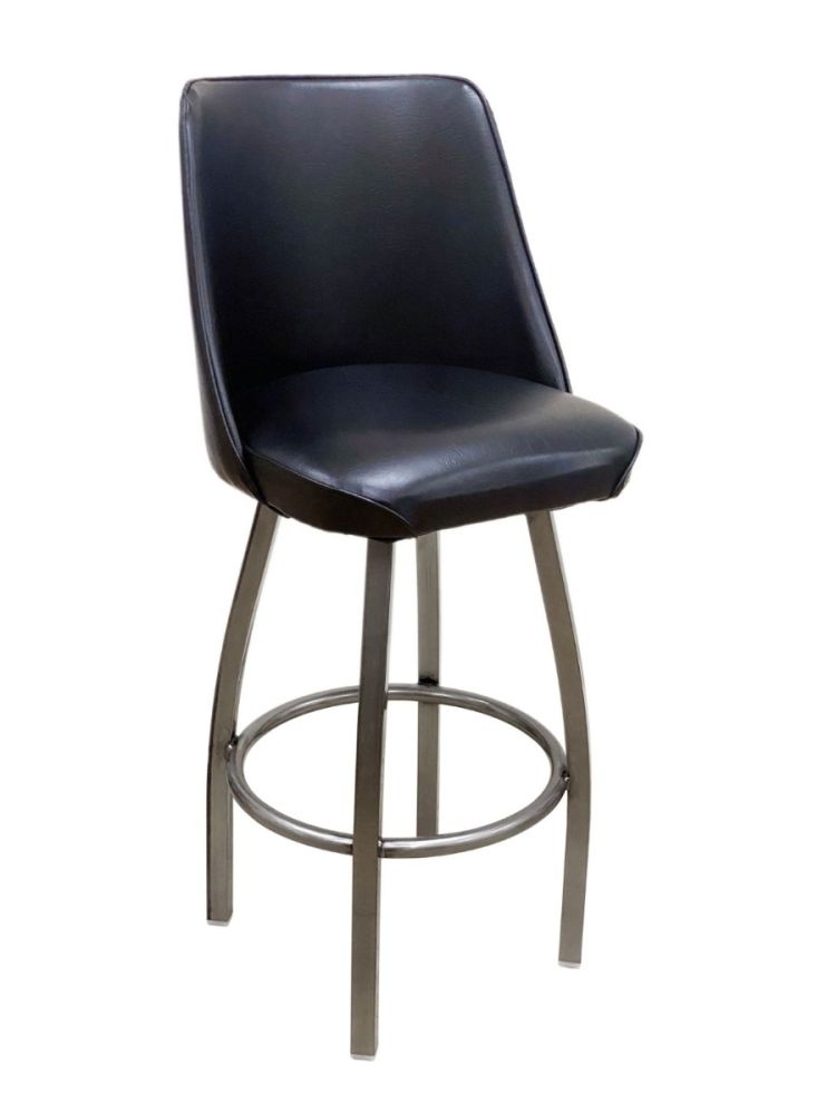 #SRB-316/CC/BUCKET Single Ring #316 Clear Coat Swivel Bar Stool With Bucket