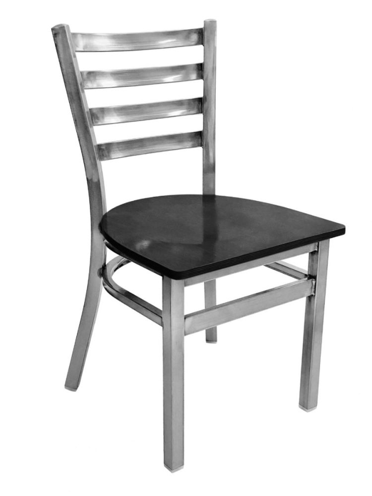 #316/CC Metal Ladder Back Chair Clear Coat with Black Wood Seat