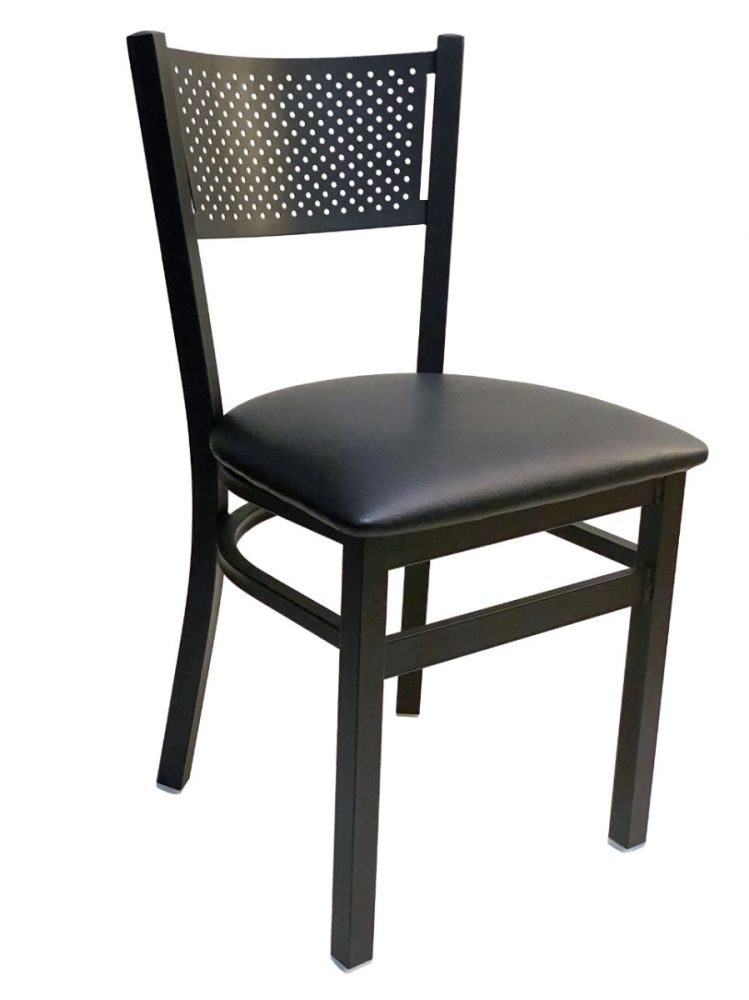 #317/BLK Grid Back Chair Black with Black Vinyl Seat