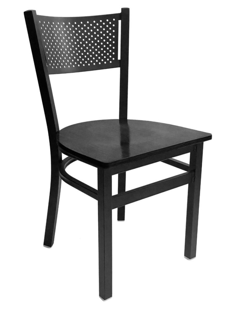#317/BLK Grid Back Chair Black with Black Wood Seat