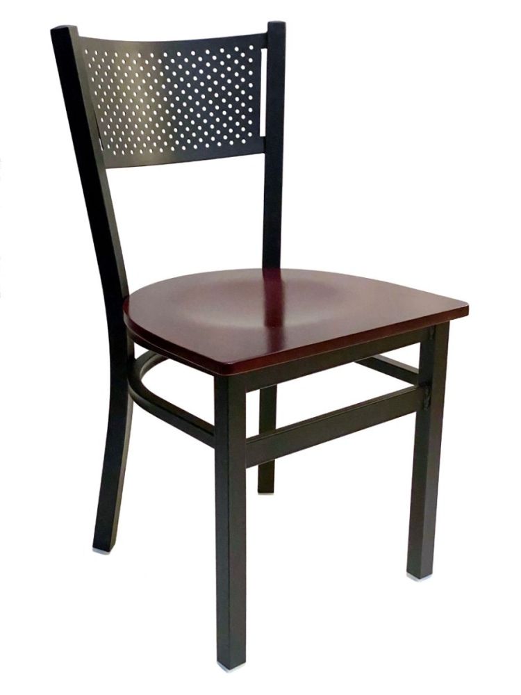 #317/BLK Grid Back Chair Black with Brown Wood Seat