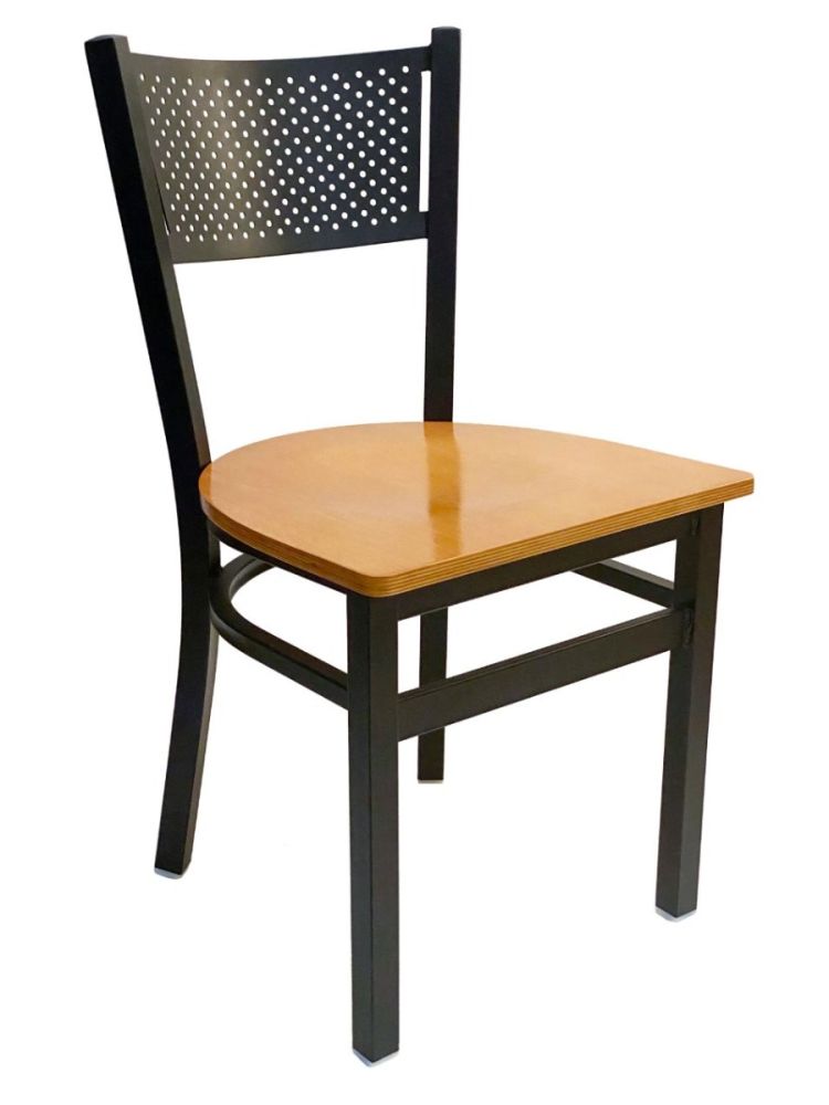 #317/BLK Grid Back Chair Black with Natural Wood Seat