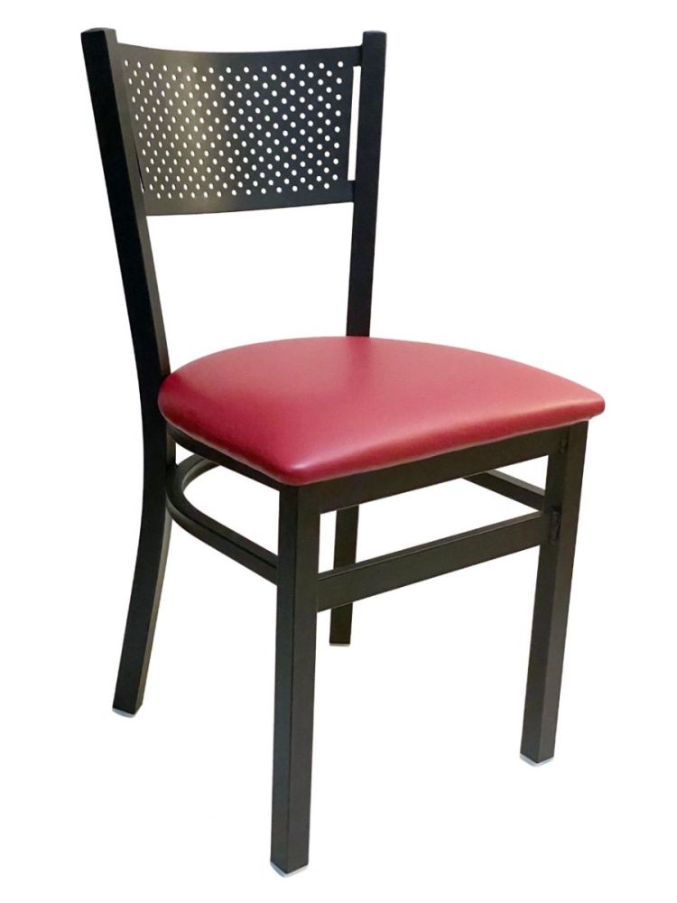 #317/BLK Grid Back Chair Black with Claret Vinyl Seat