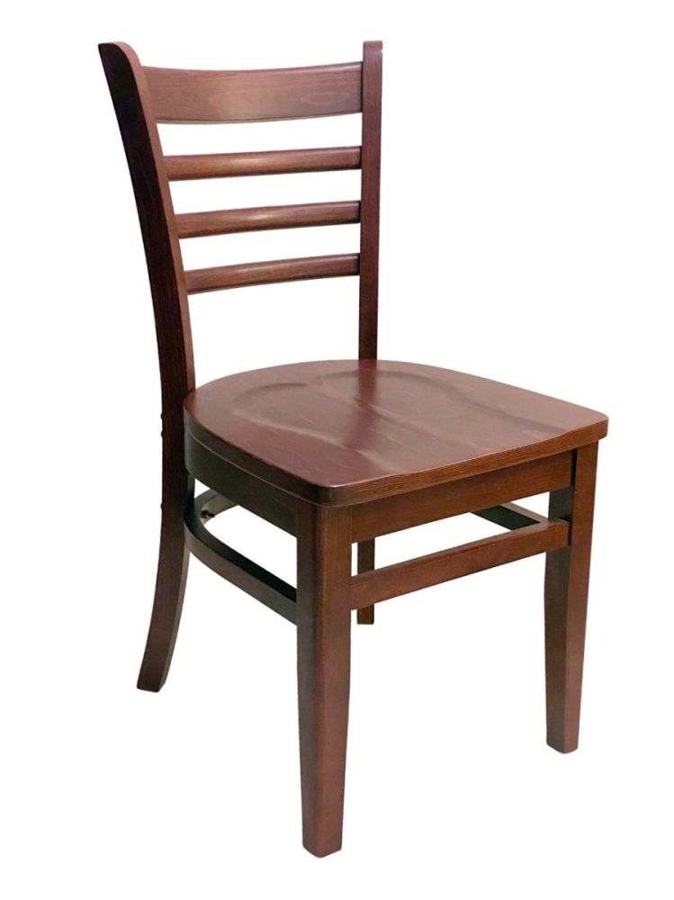 #411A/ Beech Ladder Chair Mahogany with Wood Seat