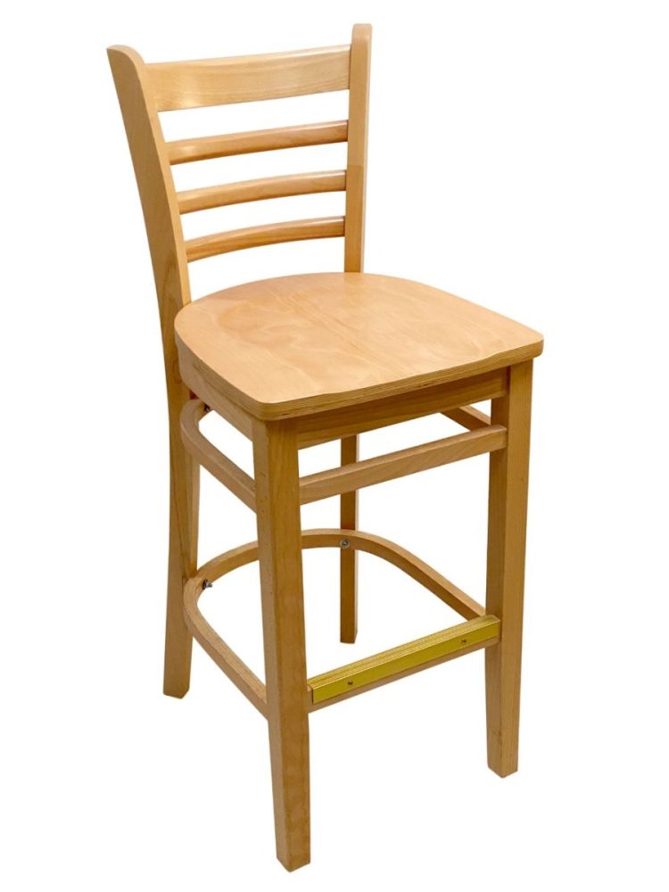 #411A-BS/ Beech Ladder Bar Stool Natural with Wood Seat