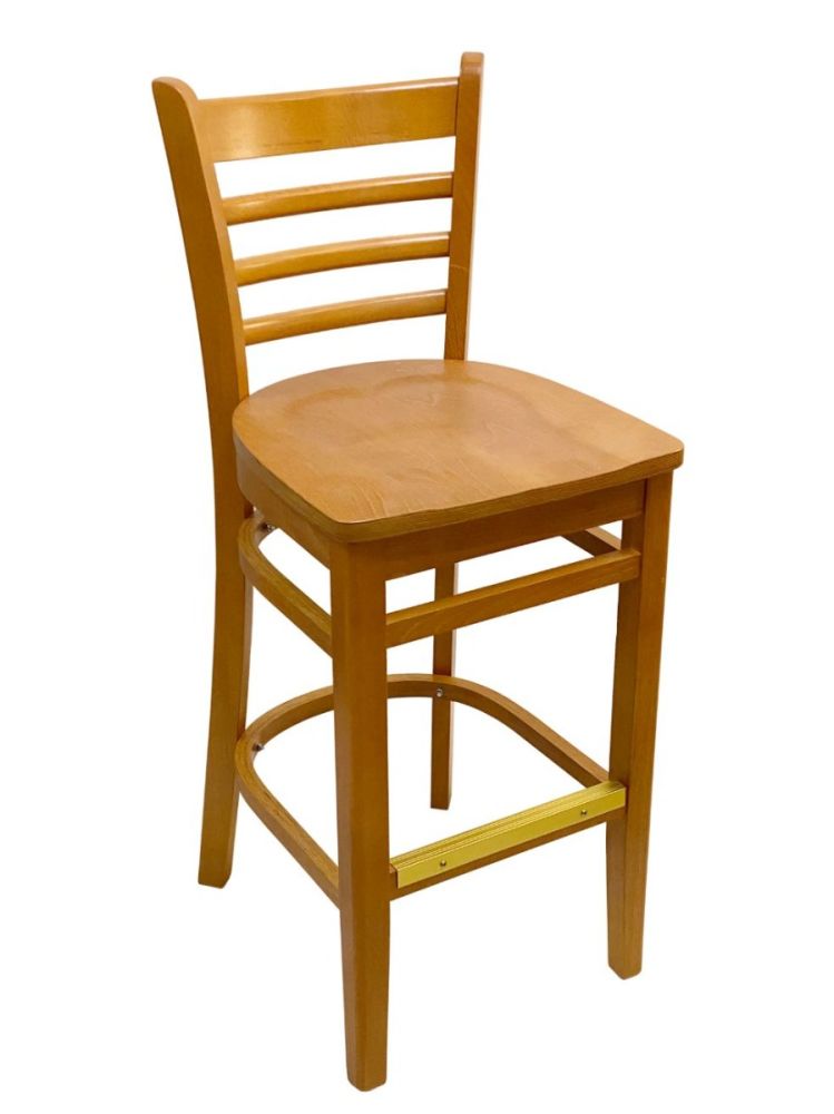 #411A-BS/ Beech Ladder Bar Stool Oak with Wood Seat