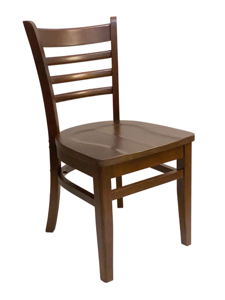 #411A/ Beech Ladder Chair Walnut with Wood Seat