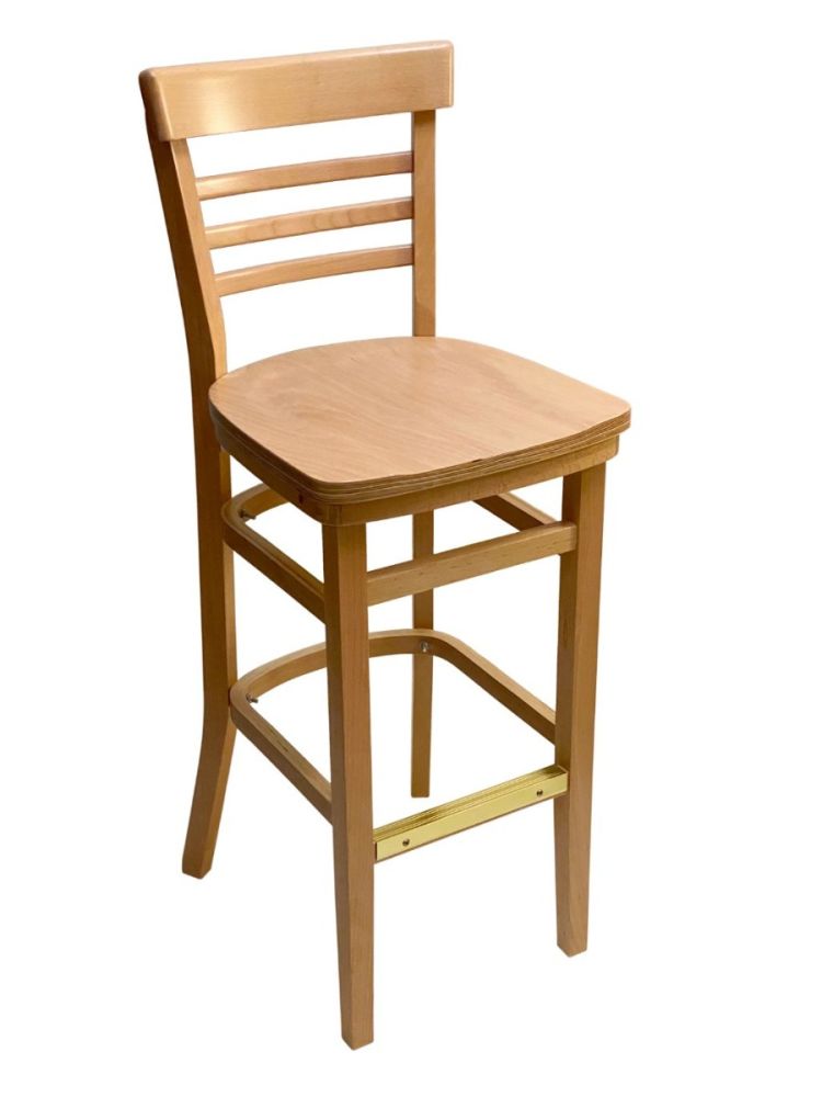 #412BS/ Steakhouse Bar Stool Natural with Wood Seat