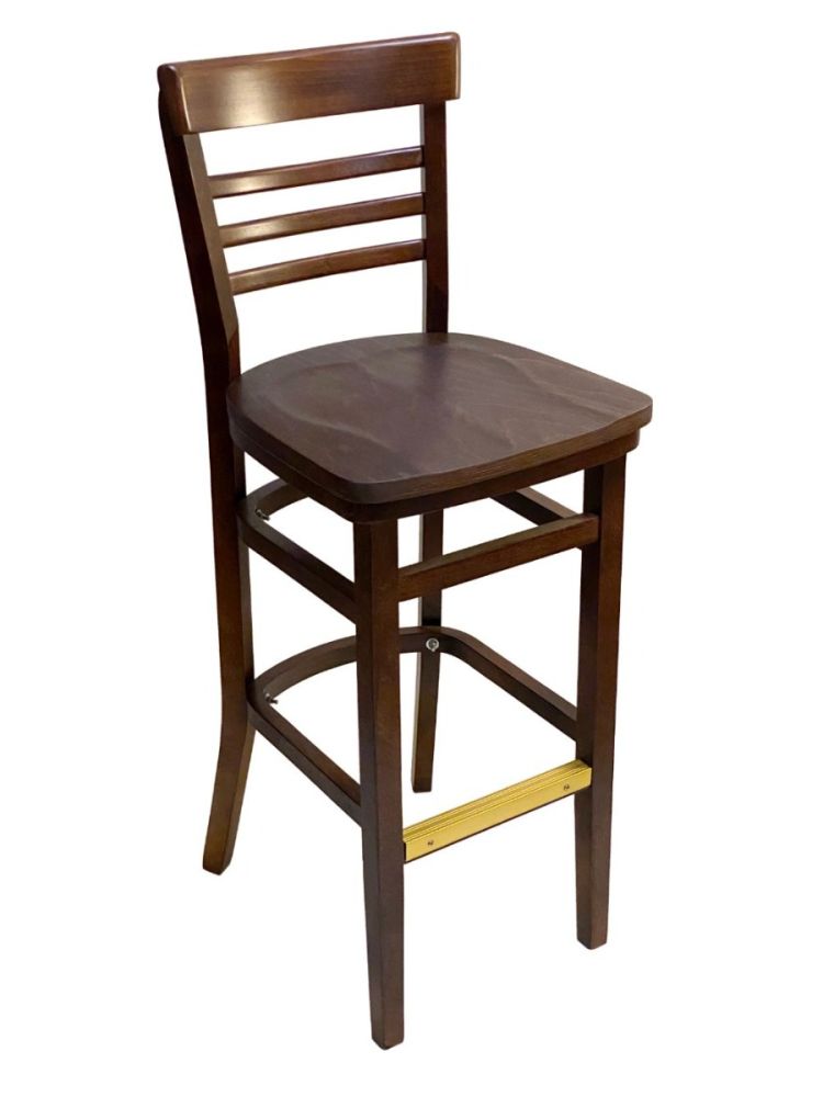 #412BS/ Steakhouse Bar Stool Walnut with Wood Seat