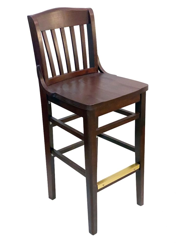 #415BS-SW/ Beech School House Solid Wood Bar Stool Mahogany