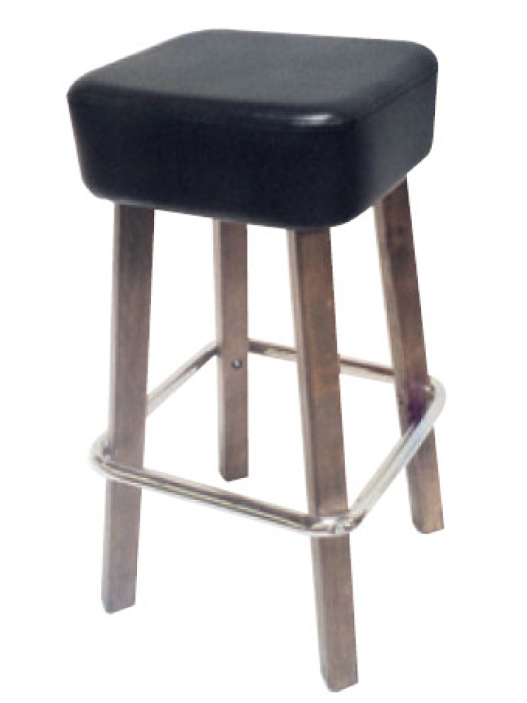 ASH GREY WOOD BACKLESS BARSTOOL WITH BLACK VINYL SEAT