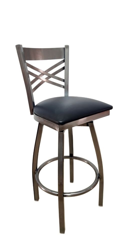 #310BS/CC-SWI Metal Crisscross Back Clear Coat Swivel Bar Stool