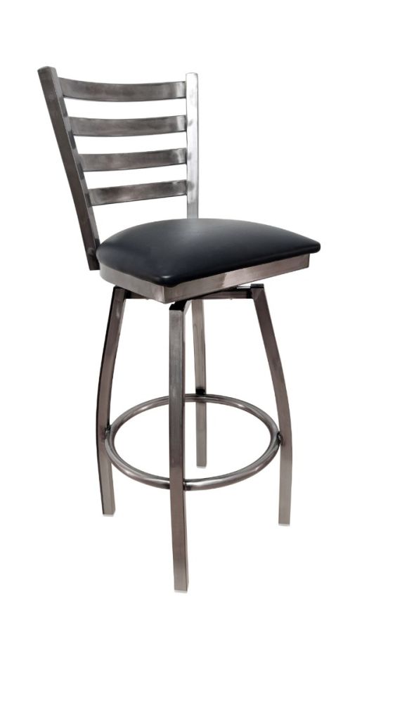 #316BS/CC-SWI Metal Ladder Back Clear Coat Swivel Bar Stool 