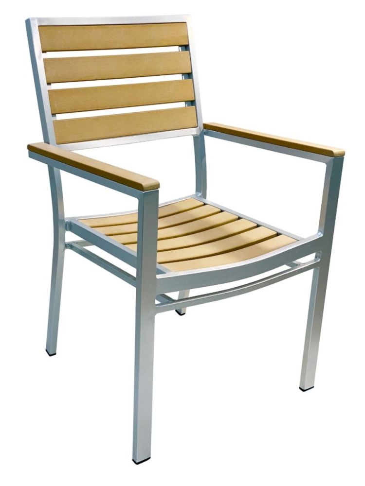 FB-08ARM Aluminum and Teakwood Armchair