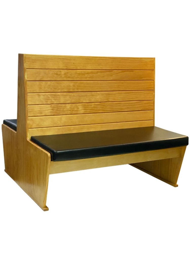 WSB48D/ 48in Wood Frame Slat Back Double Booth